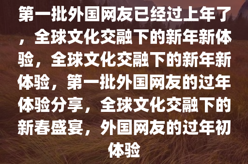 第一批外国网友已经过上年了，全球文化交融下的新年新体验，全球文化交融下的新年新体验，第一批外国网友的过年体验分享，全球文化交融下的新春盛宴，外国网友的过年初体验