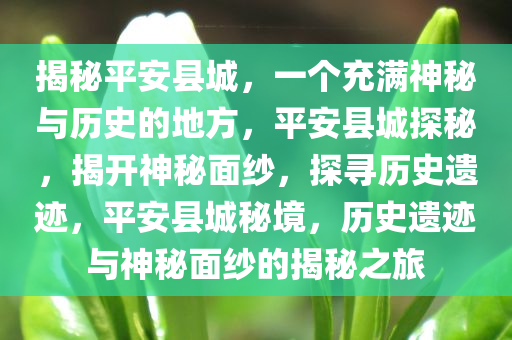 揭秘平安县城，一个充满神秘与历史的地方，平安县城探秘，揭开神秘面纱，探寻历史遗迹，平安县城秘境，历史遗迹与神秘面纱的揭秘之旅