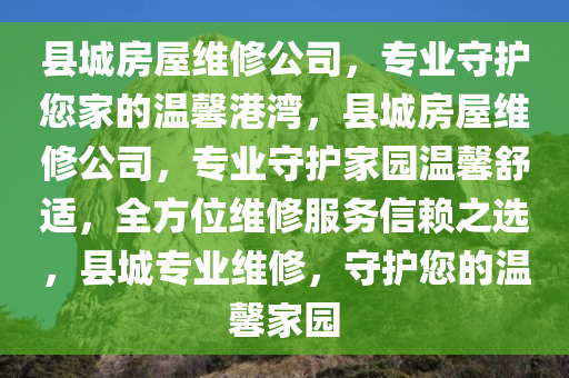 县城房屋维修公司，专业守护您家的温馨港湾，县城房屋维修公司，专业守护家园温馨舒适，全方位维修服务信赖之选，县城专业维修，守护您的温馨家园