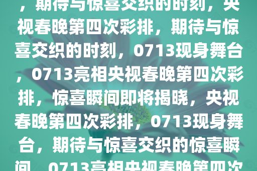 0713现身央视春晚第四次彩排，期待与惊喜交织的时刻，央视春晚第四次彩排，期待与惊喜交织的时刻，0713现身舞台，0713亮相央视春晚第四次彩排，惊喜瞬间即将揭晓，央视春晚第四次彩排，0713现身舞台，期待与惊喜交织的惊喜瞬间，0713亮相央视春晚第四次彩排，惊喜瞬间即将揭晓