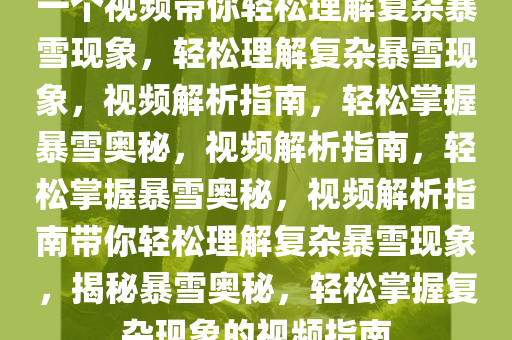 一个视频带你轻松理解复杂暴雪现象，轻松理解复杂暴雪现象，视频解析指南，轻松掌握暴雪奥秘，视频解析指南，轻松掌握暴雪奥秘，视频解析指南带你轻松理解复杂暴雪现象，揭秘暴雪奥秘，轻松掌握复杂现象的视频指南