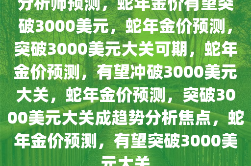 分析师预测，蛇年金价有望突破3000美元，蛇年金价预测，突破3000美元大关可期，蛇年金价预测，有望冲破3000美元大关，蛇年金价预测，突破3000美元大关成趋势分析焦点，蛇年金价预测，有望突破3000美元大关