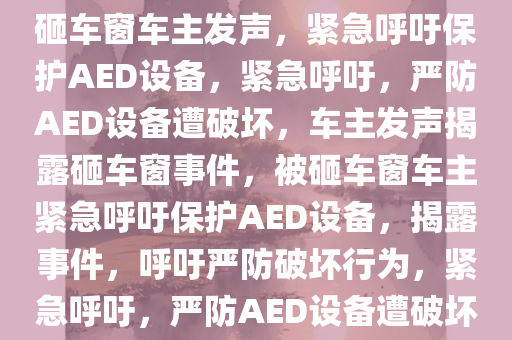被砸车窗拿AED车主发声，被砸车窗车主发声，紧急呼吁保护AED设备，紧急呼吁，严防AED设备遭破坏，车主发声揭露砸车窗事件，被砸车窗车主紧急呼吁保护AED设备，揭露事件，呼吁严防破坏行为，紧急呼吁，严防AED设备遭破坏，车主揭露砸车窗事件发声