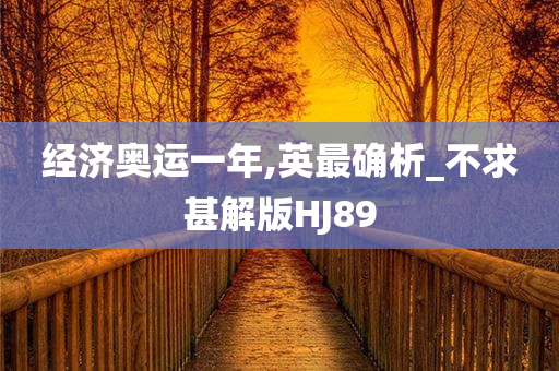 经济奥运一年,英最确析_不求甚解版HJ89