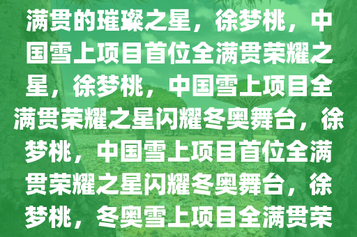 徐梦桃，中国雪上项目首位全满贯的璀璨之星，徐梦桃，中国雪上项目首位全满贯荣耀之星，徐梦桃，中国雪上项目全满贯荣耀之星闪耀冬奥舞台，徐梦桃，中国雪上项目首位全满贯荣耀之星闪耀冬奥舞台，徐梦桃，冬奥雪上项目全满贯荣耀之星闪耀舞台