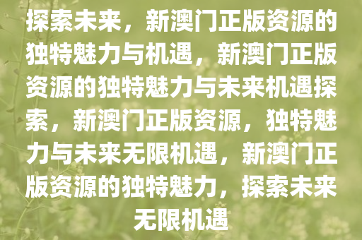 探索未来，新澳门正版资源的独特魅力与机遇，新澳门正版资源的独特魅力与未来机遇探索，新澳门正版资源，独特魅力与未来无限机遇，新澳门正版资源的独特魅力，探索未来无限机遇