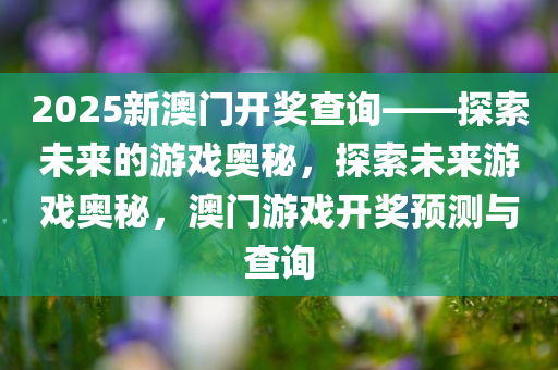 2025新澳门开奖查询——探索未来的游戏奥秘，探索未来游戏奥秘，澳门游戏开奖预测与查询