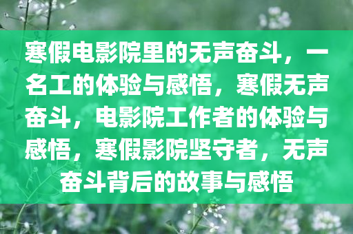 寒假电影院里的无声奋斗，一名工的体验与感悟，寒假无声奋斗，电影院工作者的体验与感悟，寒假影院坚守者，无声奋斗背后的故事与感悟