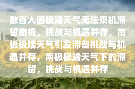 数百人因极端天气无法乘机滞留南极，挑战与机遇并存，南极极端天气引发滞留挑战与机遇并存，南极极端天气下的滞留，挑战与机遇并存