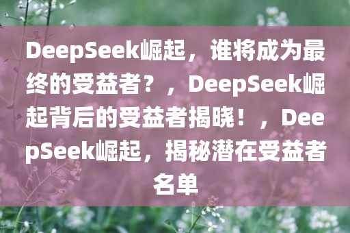 DeepSeek崛起，谁将成为最终的受益者？，DeepSeek崛起背后的受益者揭晓！，DeepSeek崛起，揭秘潜在受益者名单
