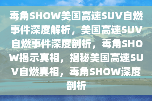 毒角SHOW美国高速SUV自燃事件深度解析，美国高速SUV自燃事件深度剖析，毒角SHOW揭示真相，揭秘美国高速SUV自燃真相，毒角SHOW深度剖析