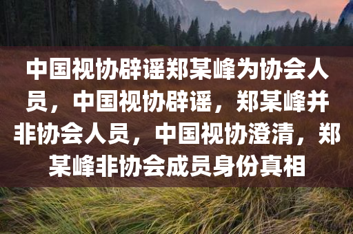 中国视协辟谣郑某峰为协会人员，中国视协辟谣，郑某峰并非协会人员，中国视协澄清，郑某峰非协会成员身份真相