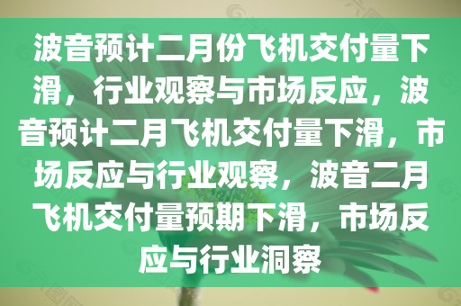 波音预计二月份飞机交付量下滑，行业观察与市场反应，波音预计二月飞机交付量下滑，市场反应与行业观察，波音二月飞机交付量预期下滑，市场反应与行业洞察
