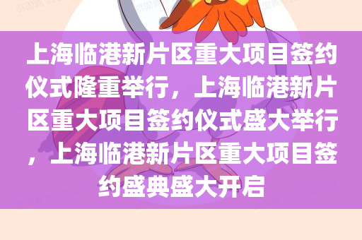 上海临港新片区重大项目签约仪式隆重举行，上海临港新片区重大项目签约仪式盛大举行，上海临港新片区重大项目签约盛典盛大开启