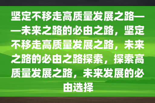 坚定不移走高质量发展之路——未来之路的必由之路，坚定不移走高质量发展之路，未来之路的必由之路探索，探索高质量发展之路，未来发展的必由选择