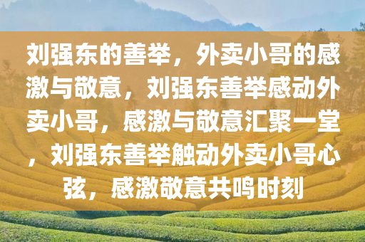 刘强东的善举，外卖小哥的感激与敬意，刘强东善举感动外卖小哥，感激与敬意汇聚一堂，刘强东善举触动外卖小哥心弦，感激敬意共鸣时刻