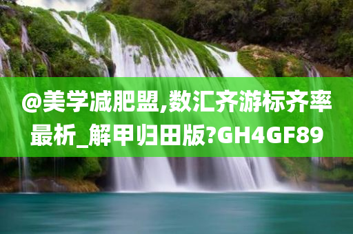 @美学减肥盟,数汇齐游标齐率最析_解甲归田版?GH4GF89