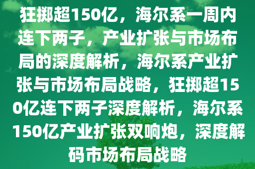狂掷超150亿，海尔系一周内连下两子，产业扩张与市场布局的深度解析，海尔系产业扩张与市场布局战略，狂掷超150亿连下两子深度解析，海尔系150亿产业扩张双响炮，深度解码市场布局战略