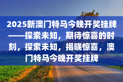 2025新澳门特马今晚开奖挂牌——探索未知，期待惊喜的时刻，探索未知，揭晓惊喜，澳门特马今晚开奖挂牌