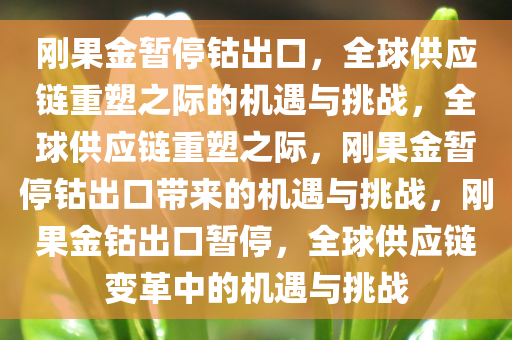 刚果金暂停钴出口，全球供应链重塑之际的机遇与挑战，全球供应链重塑之际，刚果金暂停钴出口带来的机遇与挑战，刚果金钴出口暂停，全球供应链变革中的机遇与挑战