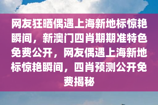 网友狂晒偶遇上海新地标惊艳瞬间，新澳门四肖期期准特色免费公开，网友偶遇上海新地标惊艳瞬间，四肖预测公开免费揭秘