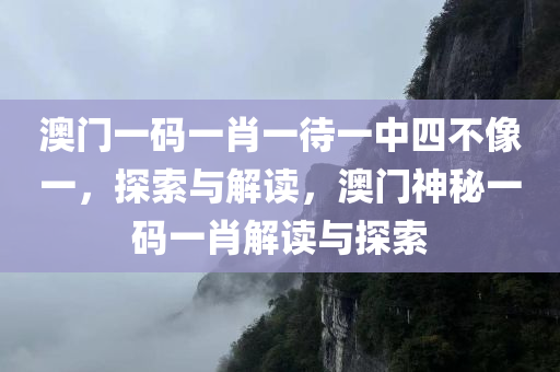 澳门一码一肖一待一中四不像一，探索与解读，澳门神秘一码一肖解读与探索