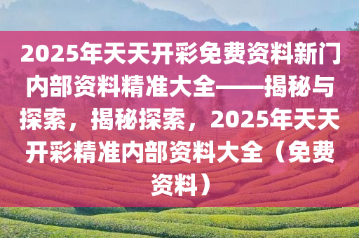 2025年天天开彩免费资料新门内部资料精准大全——揭秘与探索，揭秘探索，2025年天天开彩精准内部资料大全（免费资料）