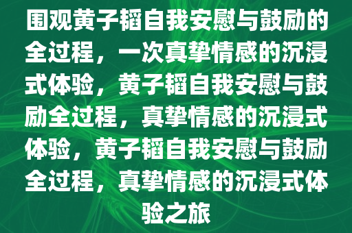 围观黄子韬自我安慰与鼓励的全过程，一次真挚情感的沉浸式体验，黄子韬自我安慰与鼓励全过程，真挚情感的沉浸式体验，黄子韬自我安慰与鼓励全过程，真挚情感的沉浸式体验之旅