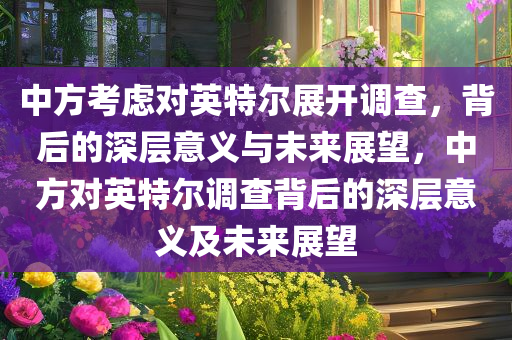 中方考虑对英特尔展开调查，背后的深层意义与未来展望，中方对英特尔调查背后的深层意义及未来展望