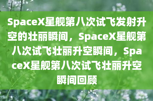 SpaceX星舰第八次试飞发射升空的壮丽瞬间，SpaceX星舰第八次试飞壮丽升空瞬间，SpaceX星舰第八次试飞壮丽升空瞬间回顾