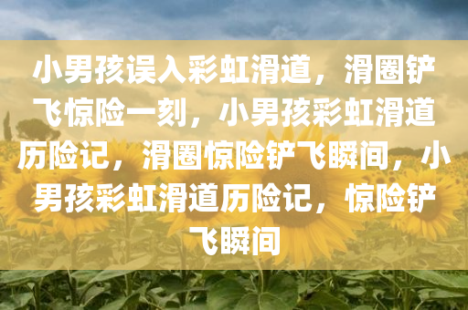 小男孩误入彩虹滑道，滑圈铲飞惊险一刻，小男孩彩虹滑道历险记，滑圈惊险铲飞瞬间，小男孩彩虹滑道历险记，惊险铲飞瞬间