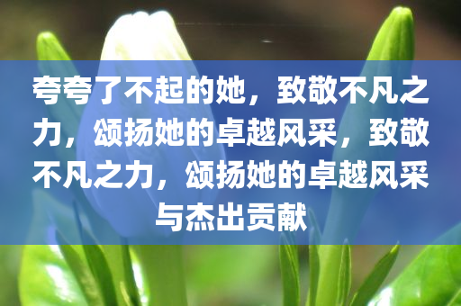 夸夸了不起的她，致敬不凡之力，颂扬她的卓越风采，致敬不凡之力，颂扬她的卓越风采与杰出贡献