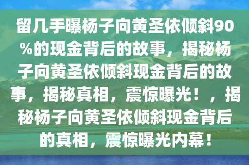 留几手曝杨子向黄圣依倾斜90%的现金背后的故事，揭秘杨子向黄圣依倾斜现金背后的故事，揭秘真相，震惊曝光！，揭秘杨子向黄圣依倾斜现金背后的真相，震惊曝光内幕！