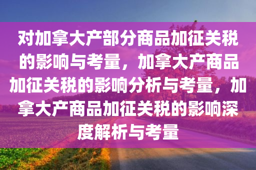 对加拿大产部分商品加征关税的影响与考量，加拿大产商品加征关税的影响分析与考量，加拿大产商品加征关税的影响深度解析与考量