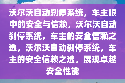 沃尔沃自动刹停系统，车主眼中的安全与信赖，沃尔沃自动刹停系统，车主的安全信赖之选，沃尔沃自动刹停系统，车主的安全信赖之选，展现卓越安全性能