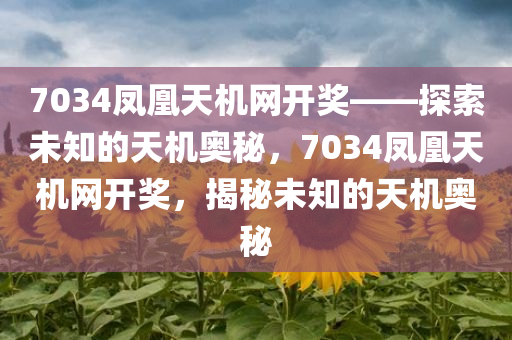 7034凤凰天机网开奖——探索未知的天机奥秘，7034凤凰天机网开奖，揭秘未知的天机奥秘