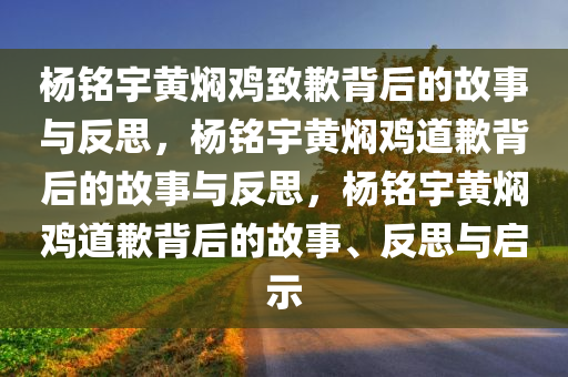 杨铭宇黄焖鸡致歉背后的故事与反思，杨铭宇黄焖鸡道歉背后的故事与反思，杨铭宇黄焖鸡道歉背后的故事、反思与启示