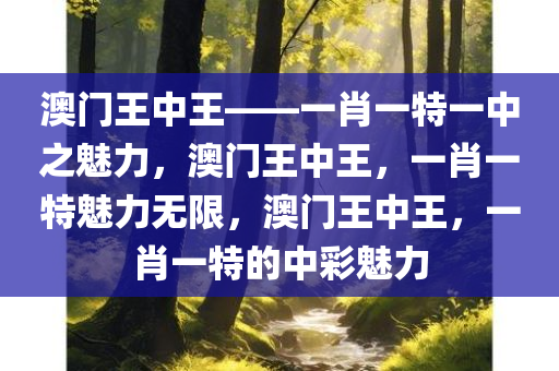 澳门王中王——一肖一特一中之魅力，澳门王中王，一肖一特魅力无限，澳门王中王，一肖一特的中彩魅力