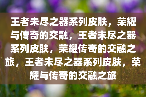王者未尽之器系列皮肤，荣耀与传奇的交融，王者未尽之器系列皮肤，荣耀传奇的交融之旅，王者未尽之器系列皮肤，荣耀与传奇的交融之旅