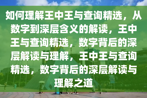如何理解王中王与查询精选，从数字到深层含义的解读，王中王与查询精选，数字背后的深层解读与理解，王中王与查询精选，数字背后的深层解读与理解之道