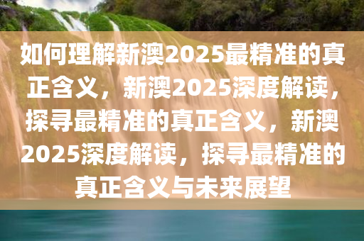 如何理解:新澳2025最精准正最精准