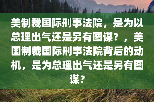 美制裁国际刑事法院，是为以总理出气还是另有图谋？，美国制裁国际刑事法院背后的动机，是为总理出气还是另有图谋？，美国制裁国际刑事法院背后的动机，是为总理出气还是另有图谋？