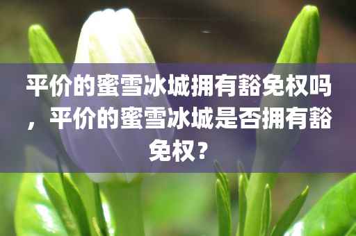 平价的蜜雪冰城拥有豁免权吗，平价的蜜雪冰城是否拥有豁免权？，关于蜜雪冰城平价策略的豁免权探讨，平价蜜雪冰城是否拥有豁免特权？