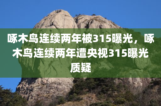 啄木鸟连续两年被315曝光，啄木鸟连续两年遭央视315曝光质疑