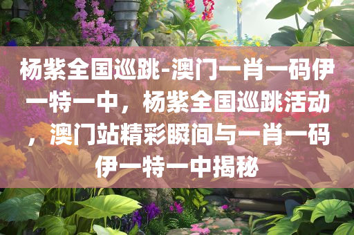 杨紫全国巡跳-澳门一肖一码伊一特一中，杨紫全国巡跳活动，澳门站精彩瞬间与一肖一码伊一特一中揭秘