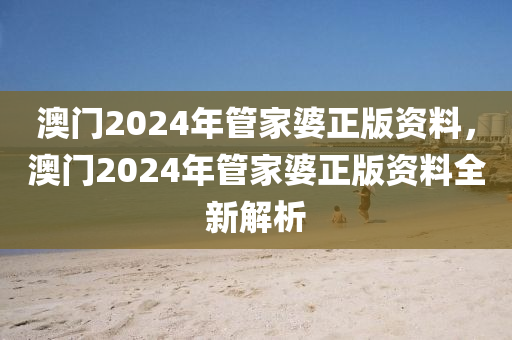 澳门2024年管家婆正版资料，澳门2024年管家婆正版资料全新解析