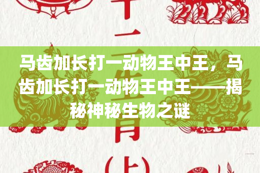 马齿加长打一动物王中王，马齿加长打一动物王中王——揭秘神秘生物之谜
