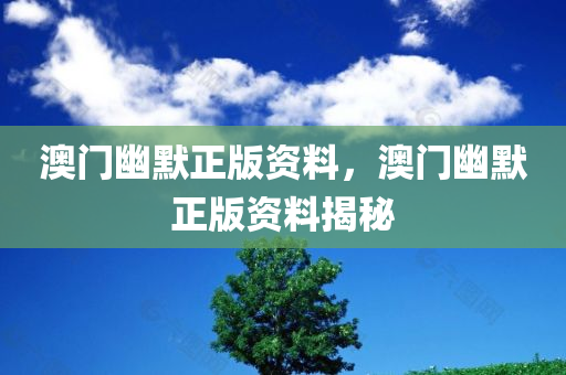 澳门幽默正版资料，澳门幽默正版资料揭秘