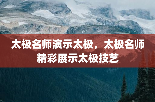 太极名师演示太极，太极名师精彩展示太极技艺