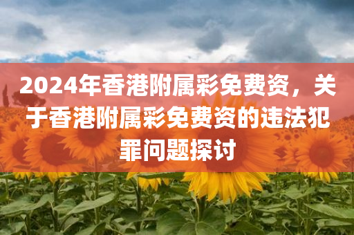 2024年香港附属彩免费资，关于香港附属彩免费资的违法犯罪问题探讨
